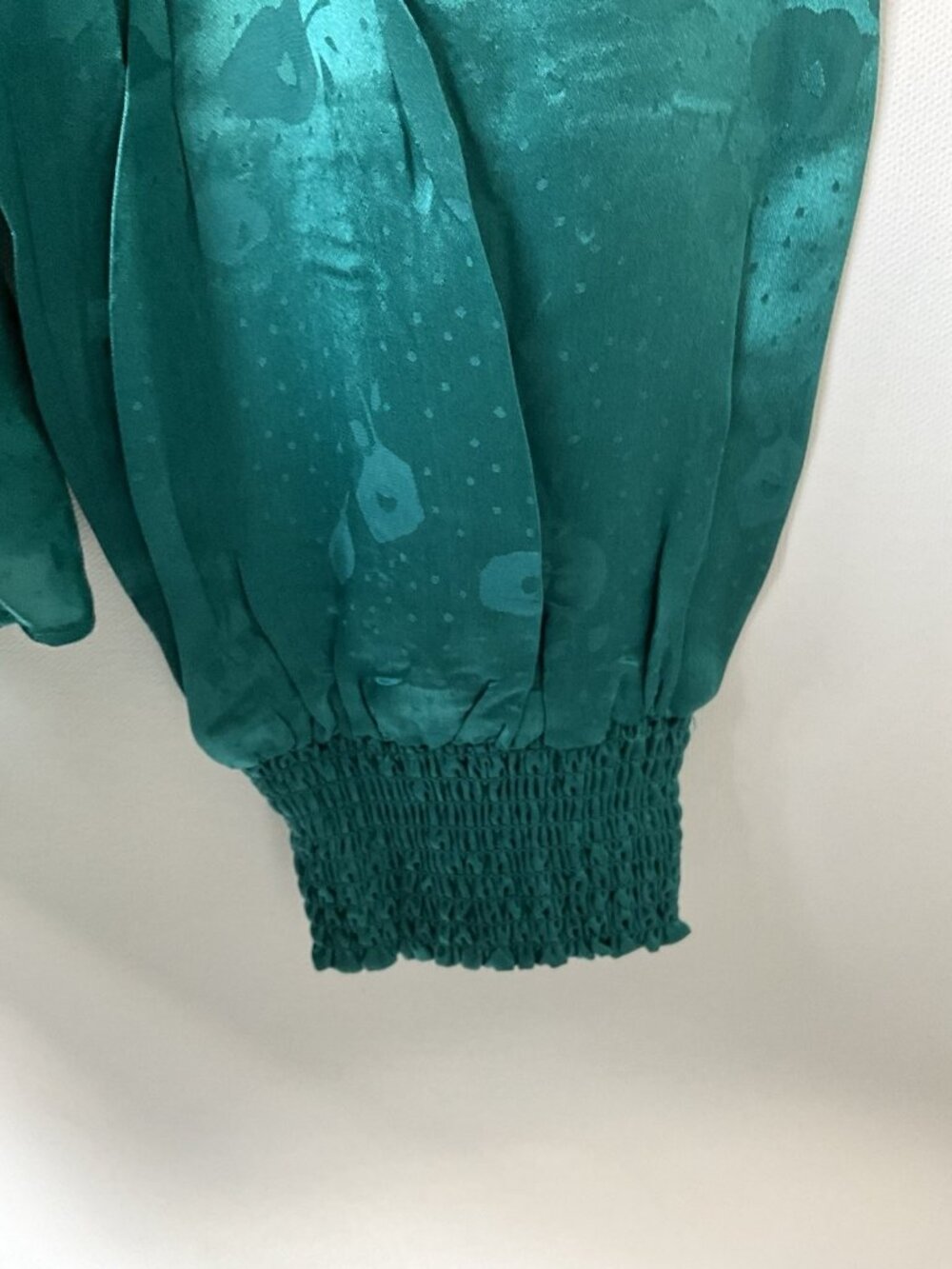 NWT The Kooples Mandarine Jacquard Green Silk Blend Blouse NWT Size 2 Designer - Picture 9 of 9